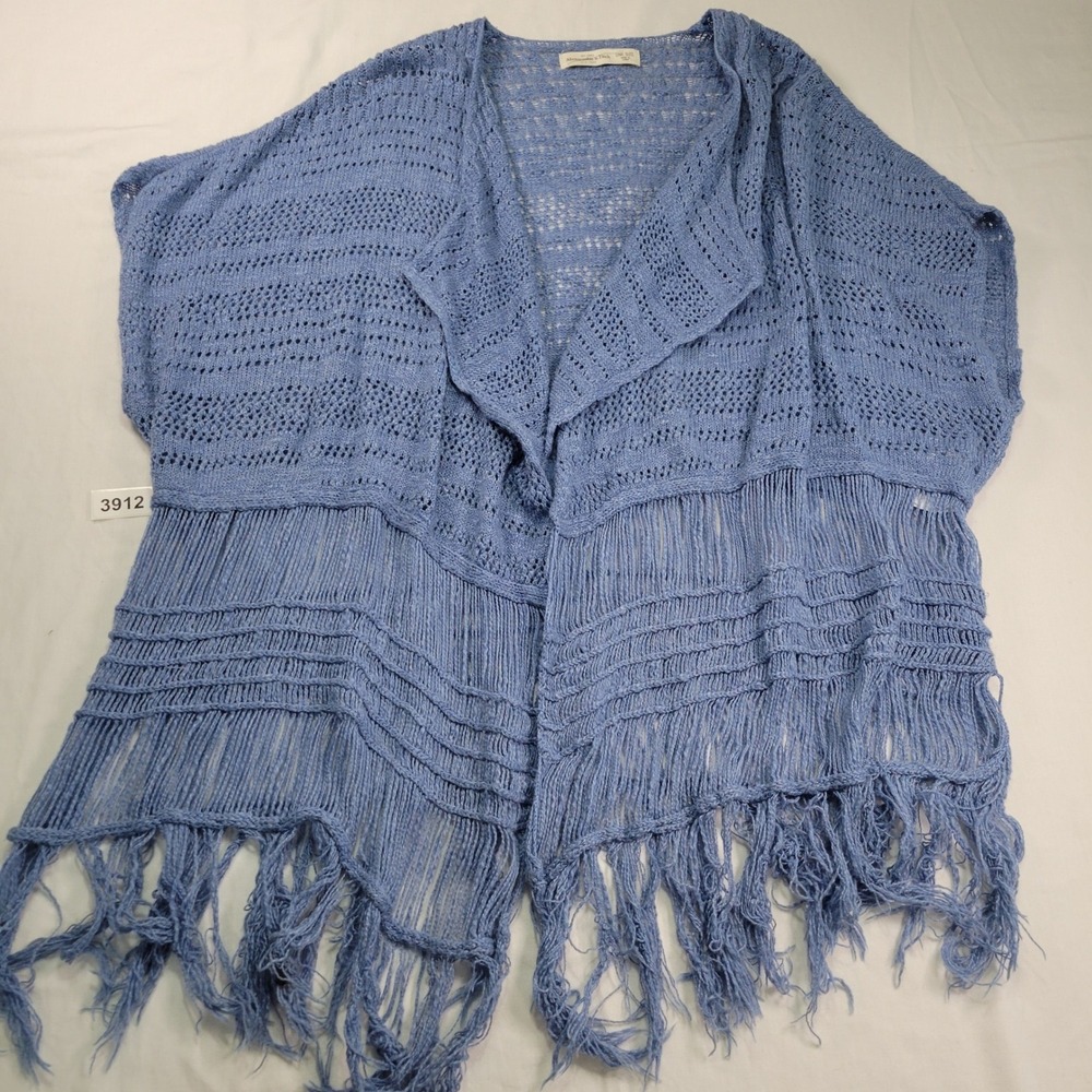 Abercrombie Fitch Womens Blue Crochet Fringe Kimono Cardigan One Size Boho